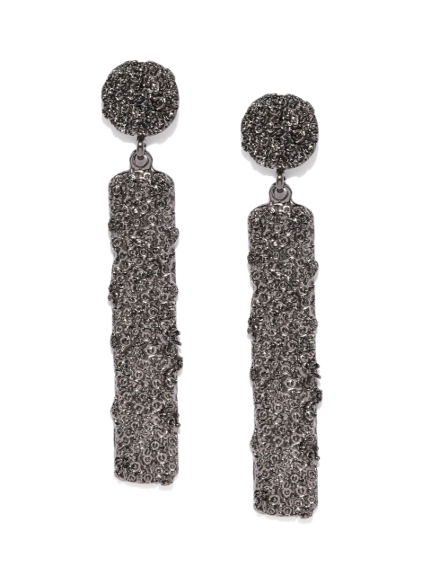

ToniQ Silver-Toned Geometric Drop Earrings
