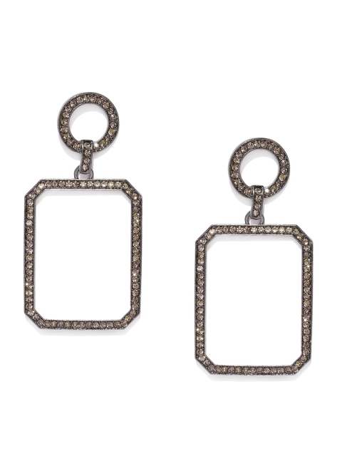 

ToniQ Metallic-Toned Square Shaped Drop Earrings