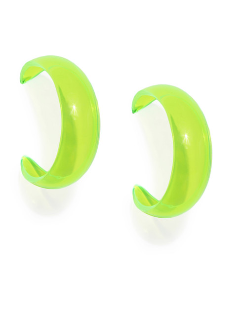 

ToniQ Green Crescent Shaped Half Hoop Earrings