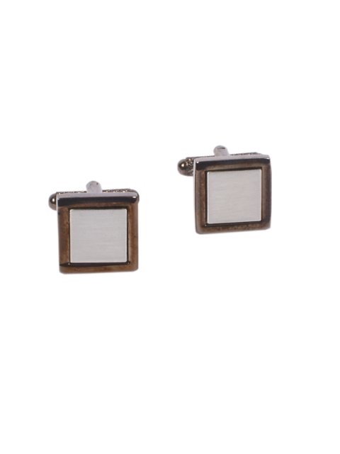 

Alvaro Castagnino Silver-Toned & Brown Cufflinks