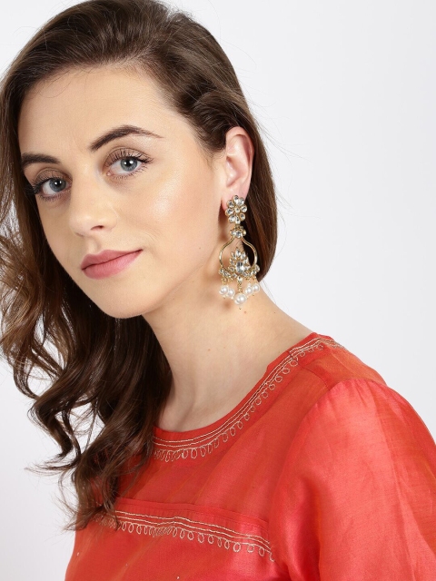 

Rubans Gold-Toned & Silver-Toned Handcrafted Classic Drop Earrings