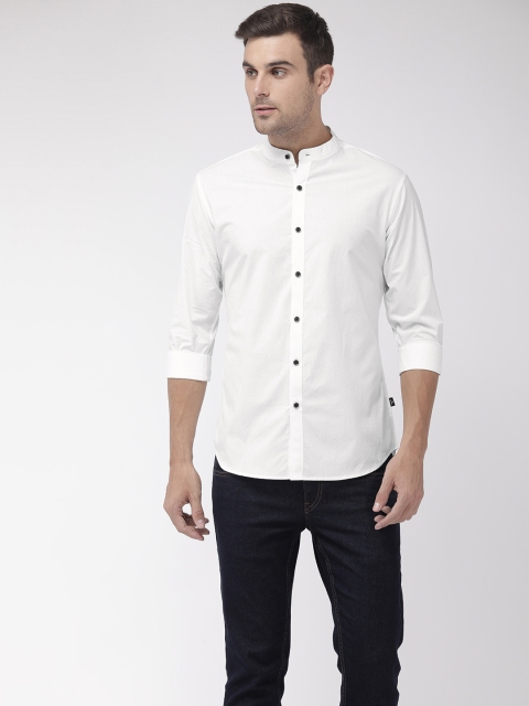 

Flying Machine Men White Slim Fit Printed Casual Shirt