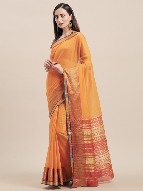 

Satrani Yellow Silk Cotton Woven Design Kanjeevaram Saree