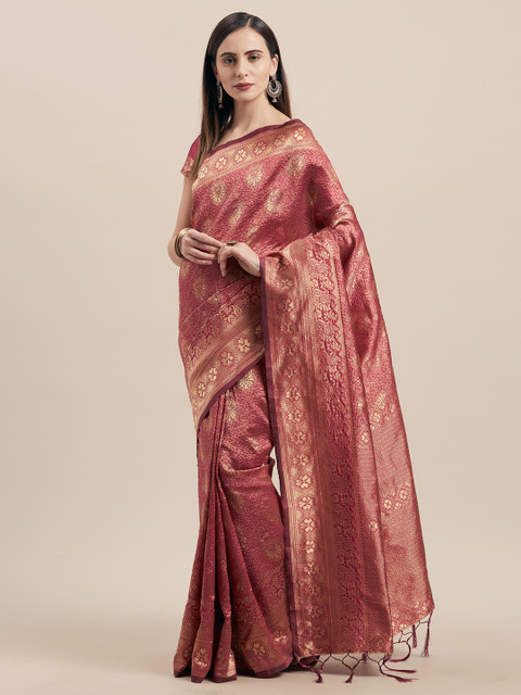 

Satrani Purple Poly Silk Woven Design Kanjeevaram Saree