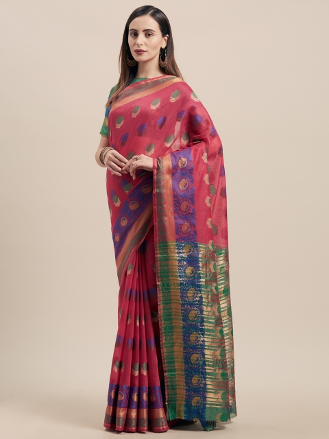 

KALINI Pink Silk Cotton Woven Design Kanjeevaram Saree