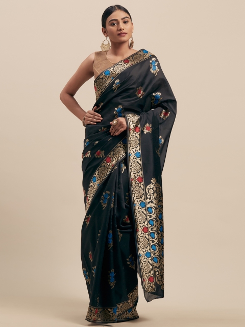

Mitera Black Silk Cotton Woven Design Banarasi Saree