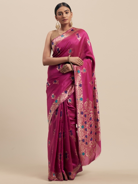 

Mitera Pink Silk Cotton Woven Design Banarasi Saree