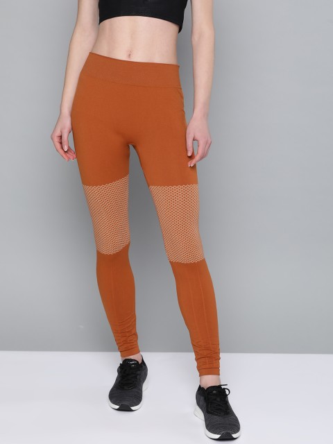

HRX by Hrithik Roshan Women Rust Orange Printed Detail Tights