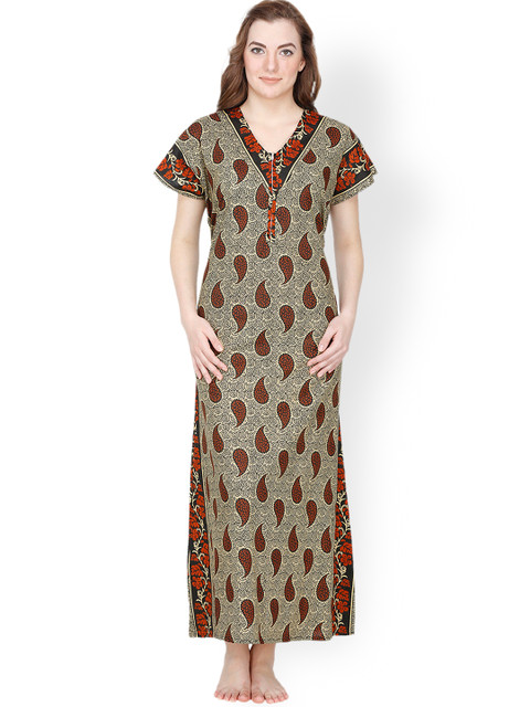 

Secret Wish Brown Printed Maxi Nightdress NT-149