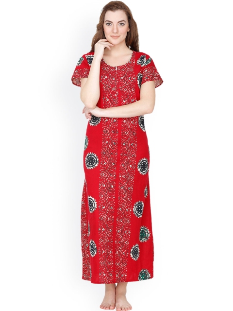 

Secret Wish Red Printed Maxi Nightdress NT-160