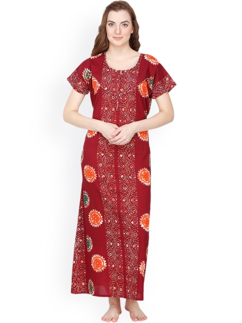 

Secret Wish Maroon Printed Maxi Nightdress NT-161