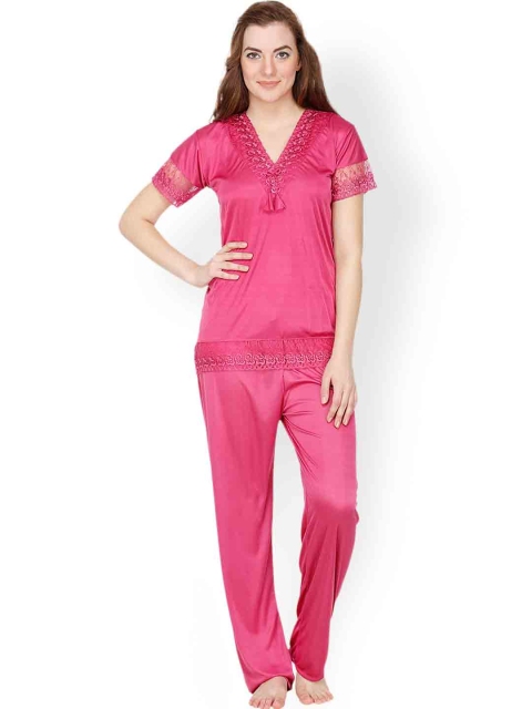 

Secret Wish Pink Satin Pyjama Set NS-146