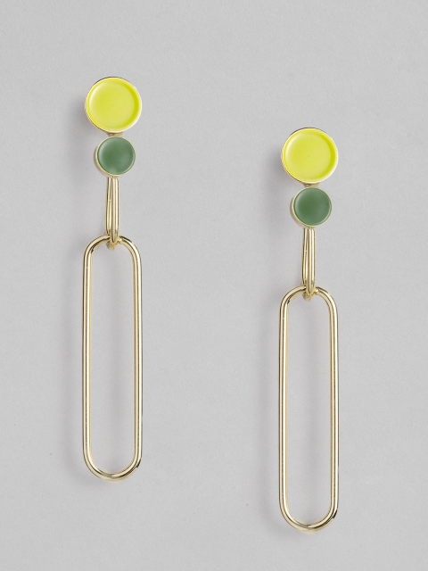 

CORSICA Gold-Toned Enamelled Geometric Drop Earrings