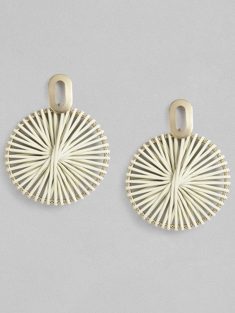 

CORSICA Beige & Gold-Toned Circular Drop Earrings