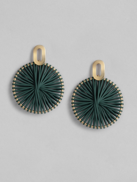 

CORSICA Green & Gold-Toned Geometric Drop Earrings