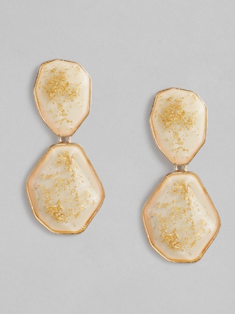 

CORSICA Off-White & Gold-Toned Contemporary Drop Earrings