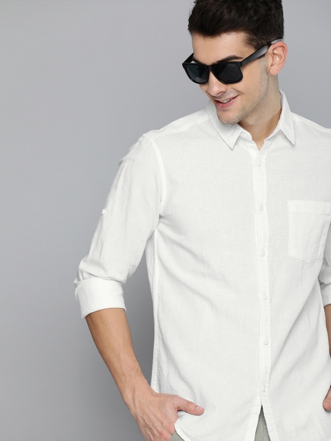 

HERE&NOW Men White Slim Fit Solid Casual Shirt