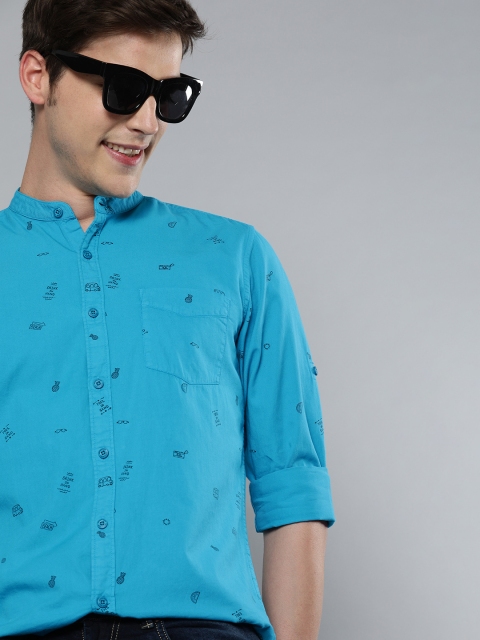

HERE&NOW Men Blue Slim Fit Printed Casual Shirt