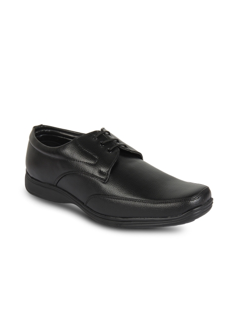 

Vardhra Men Black Textured Leather Formal Derbys