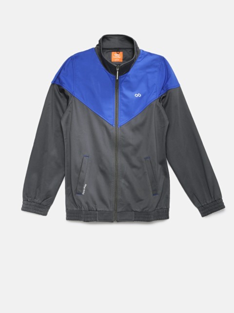 

Pure Play Women Grey & Blue Colourblocked Jacket