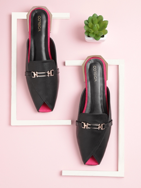 

CORSICA Women Black Peep Toe Mules