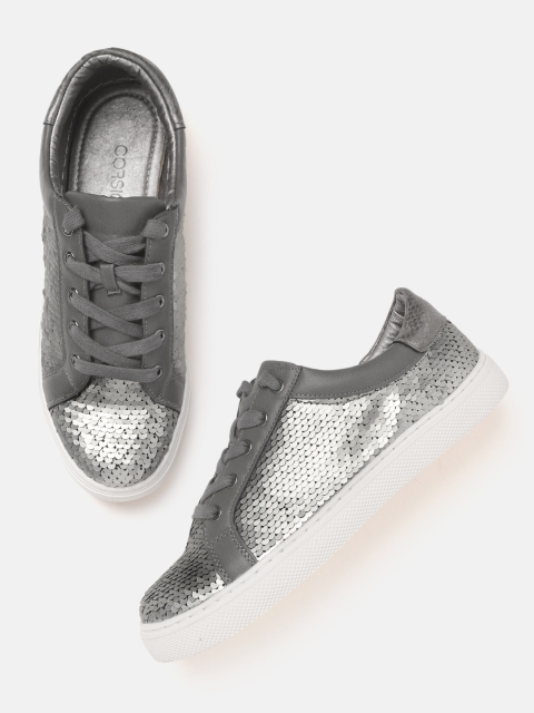 

CORSICA Women Grey Flip Sequinned Sneakers