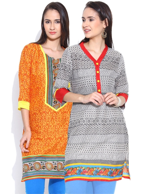 

Jaipur Kurti Pack of 2 Printed Kurtas, Multi