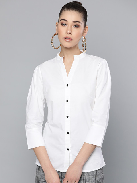 

Trend Arrest Women White Regular Fit Solid Casual Shirt