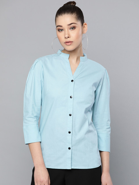 

Trend Arrest Women Blue Regular Fit Solid Casual Shirt