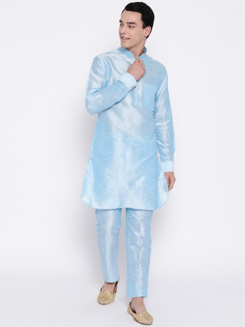 

SG LEMAN Men Blue Woven Design Kurta with Trousers