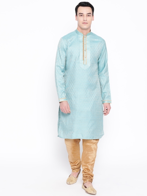 

SG LEMAN Men Blue & Beige Woven Design Kurta with Pyjamas
