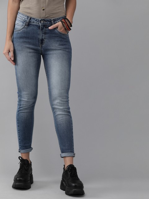 

Roadster Women Blue Skinny Fit Mid-Rise Clean Look Stretchable Cropped Jeans