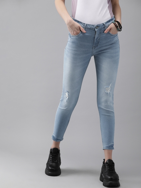 

Roadster Women Blue Skinny Fit Mid-Rise Mildly Distressed Stretchable Cropped Jeans