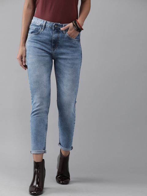 

Roadster Women Blue Skinny Fit Mid-Rise Clean Look Stretchable Cropped Jeans