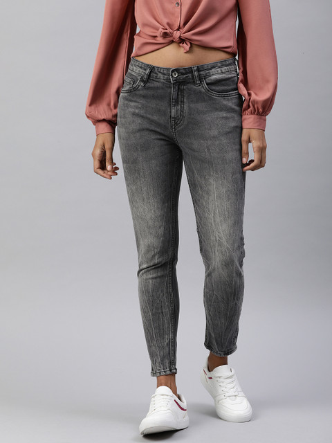 

Roadster Women Charcoal Grey Skinny Fit Mid-Rise Clean Look Jeans