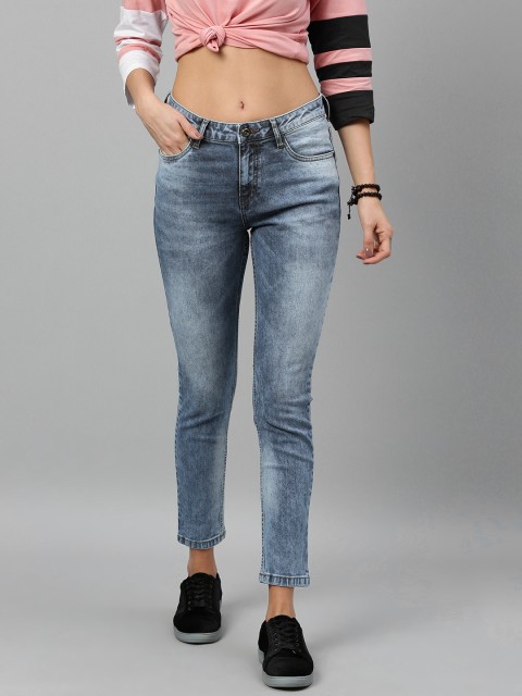 

Roadster Women Blue Skinny Fit Mid-Rise Clean Look Stretchable Cropped Jeans