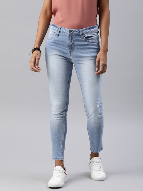 

Roadster Women Blue Skinny Fit Mid-Rise Mildly Distressed Stretchable Jeans