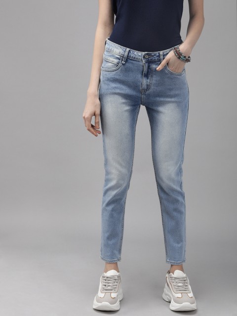 

Roadster Women Blue Skinny Fit Mid-Rise Clean Look Stretchable Cropped Jeans