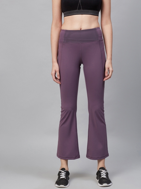 

Fitkin Women Mauve Solid Bootcut Training Track Pants, Purple