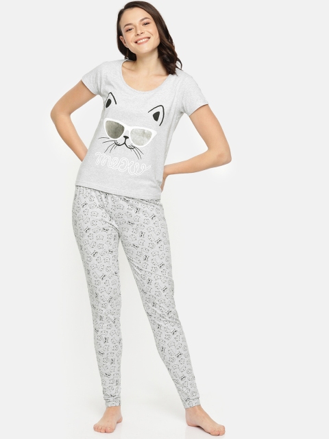

Slumber Jill Women Grey Printed Night suit