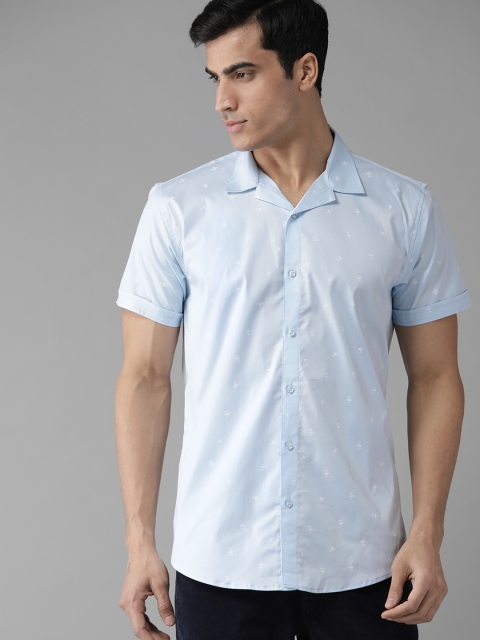 

DENNISON Men Blue & White Slim Fit Printed Casual Shirt