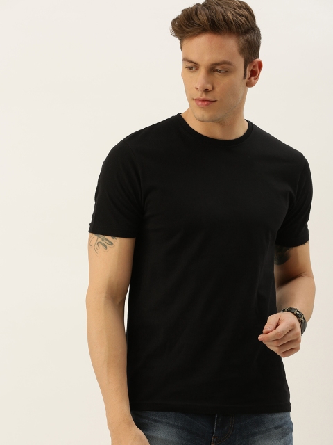 

DrunkenMonk Men Black Solid Round Neck T-shirt