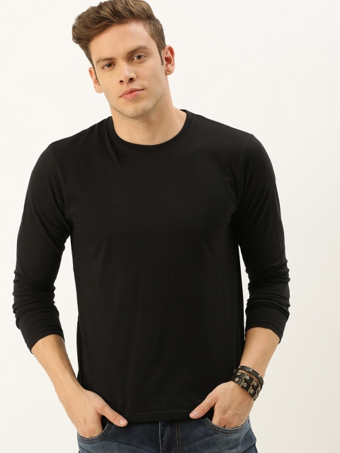 

DrunkenMonk Men Black Solid Round Neck T-shirt