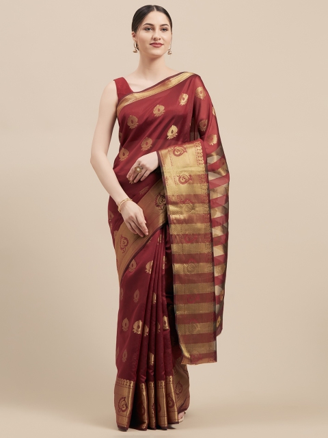 

Pisara Maroon Silk Cotton Woven Design Kanjeevaram Saree
