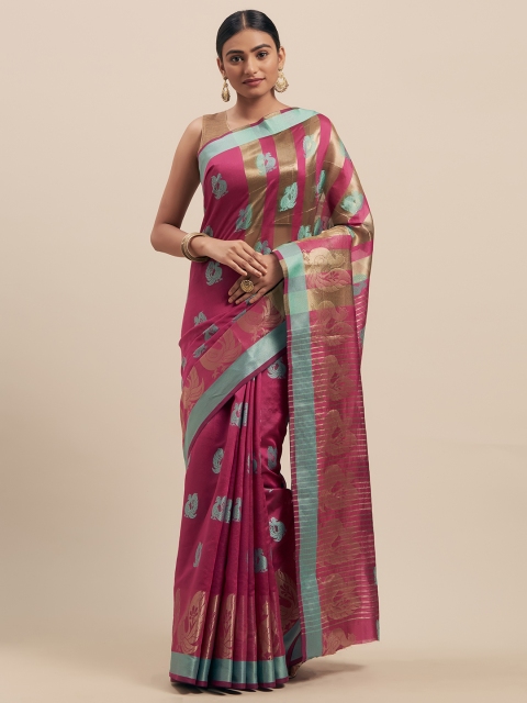 

Pisara Magenta Silk Cotton Woven Design Kanjeevaram Saree