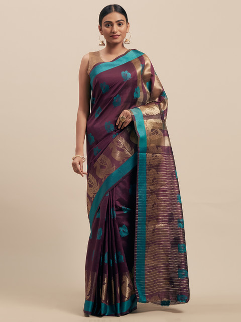

Pisara Purple Silk Cotton Woven Design Kanjeevaram Saree