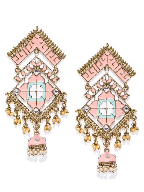 

Fida Women Gold-Toned & Pink Contemporary Drop Earrings