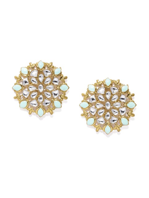 

Fida Women Turquoise Blue & Silver-Toned Floral Oversized Studs