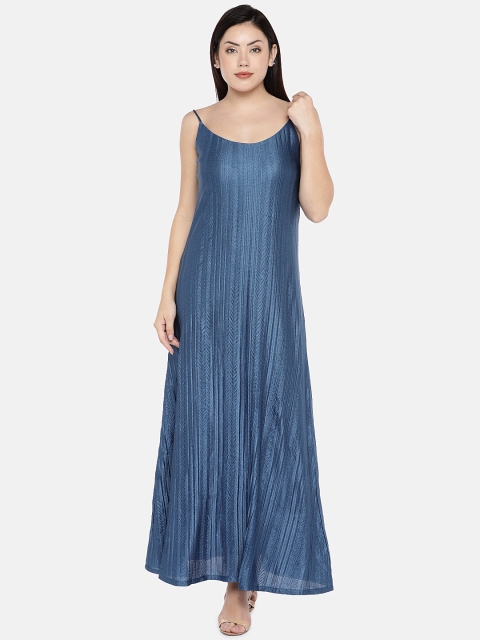 

The Label Life Women Teal Solid Maxi Dress