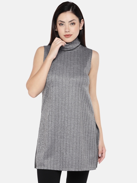

The Label Life Women Grey Solid Longline Top
